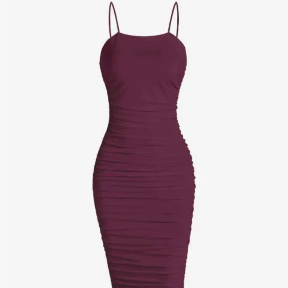 Bungee strap rushed midi dress - Deep Red